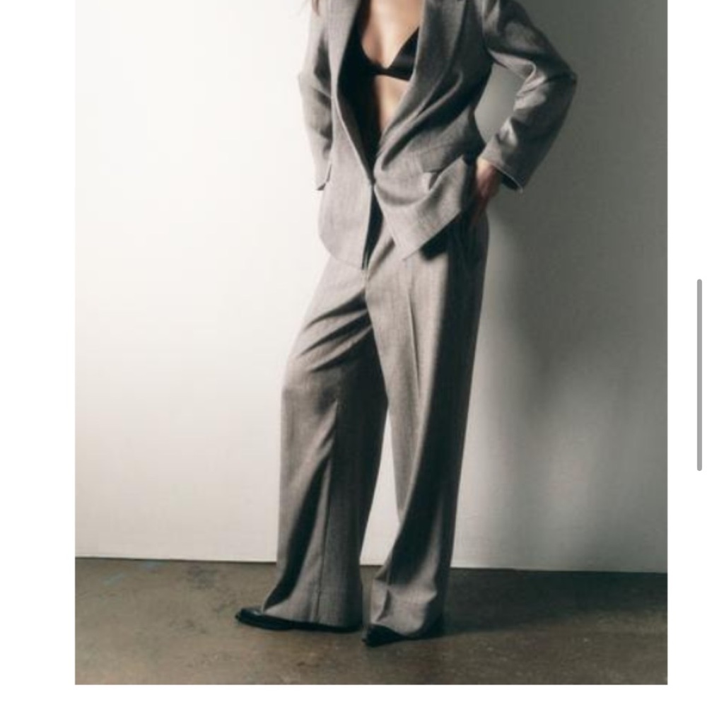 Zara Wide leg Herringbone Suit Trouser